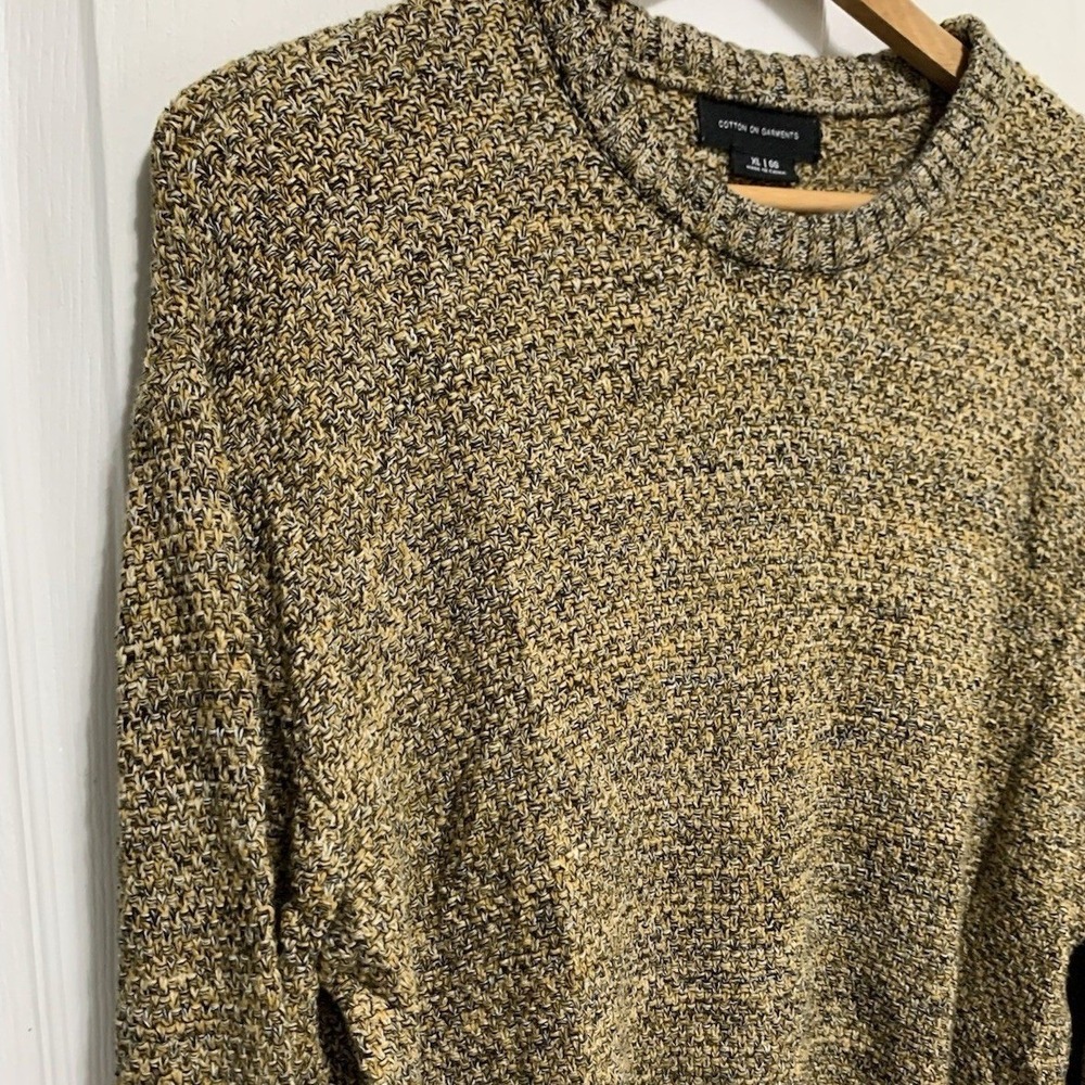 Cotton On Garments Sweater XL Marled‎ Mustard Yellow Textured Crewneck Knit Top - Picture 7 of 9